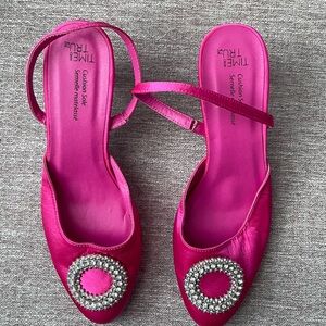 Time and Tru Hot Pink Jeweled Slingback Flats